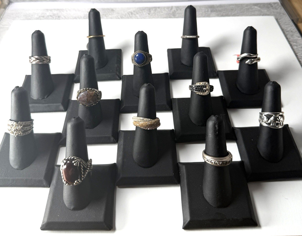 Vintage to Now .925 Sterling Silver Lot of 12 Rings-Nice-Light Wear-No Junk